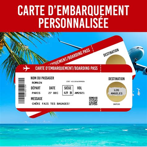 Billet D Embarquement Personnalisable Carte Gratter Voyage Carte