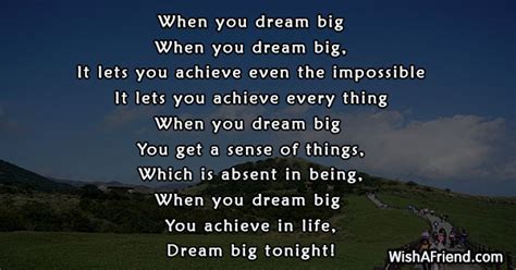 When you dream big, Dreams Poem