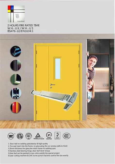 UL Listed Fire Door Wrought Iron Front Door Hospital Door Fireproof