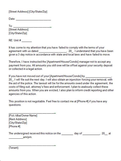 Free Sample Eviction Letter