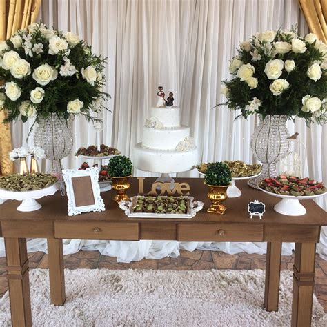 Decora O De Casamento Dourado E Branco