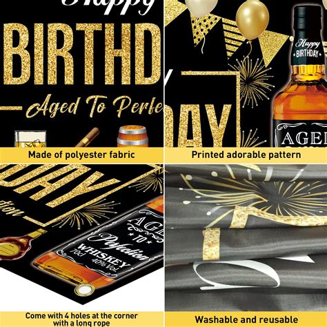 Buy Whiskey Birthday Party Decorations For Men Large Black Gold Aged