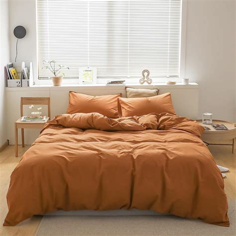 Amwan Burnt Orange Duvet Cover Twin Size Terracotta Rust