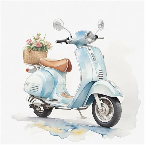 Ilustra O Em Aquarela De Vespa Vintage Vetor Premium