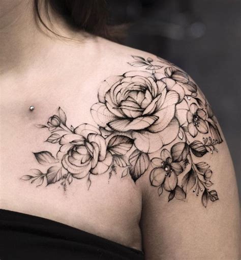 33 Feminine Flower Shoulder Tattoos AswerAunesah