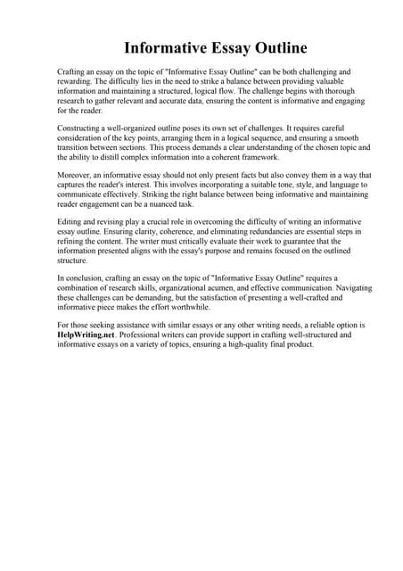 Informative Essay Outline ️ Outline For Informative Essay How To