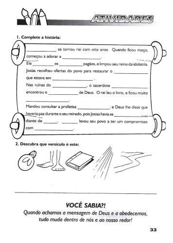 História Bíblica Josias historia atividades e recursos visuais en