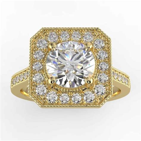 1 Carat Diamond Halo Ring in 14K Gold $990 - The Jewelry Exchange | Direct Diamond Importer