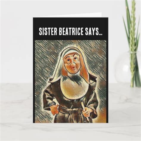 Catholic Nun Birthday Ruler Beating Funny Card Zazzle
