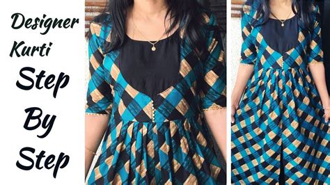 DIY Designer Kurti Cutting And Stitching Designer Neckline YouTube