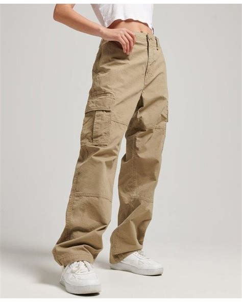 Superdry Organic Cotton Baggy Cargo Pants Beige In Natural For Men Lyst