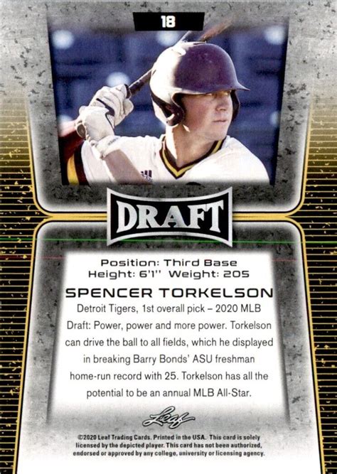 Leaf Draft Spencer Torkelson Auto Detroit Tigers Ebay