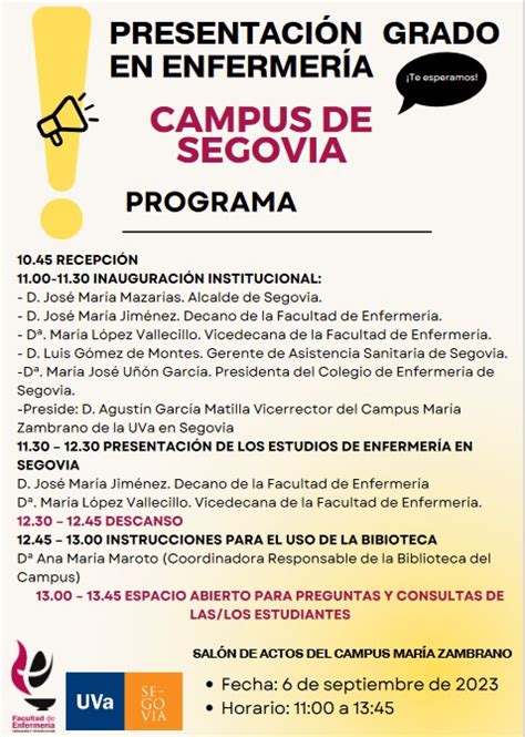 Invitación Jornada presentación Grado en Enfermería Segovia 6