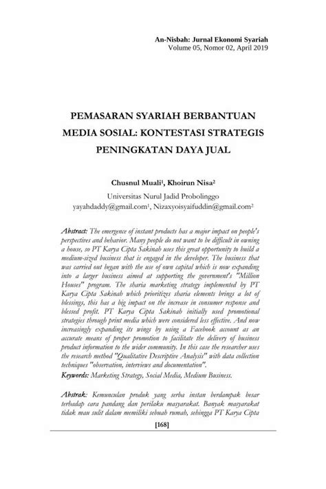 Pdf Pemasaran Syariah Berbantuan Media Sosial Ghufron Konsep