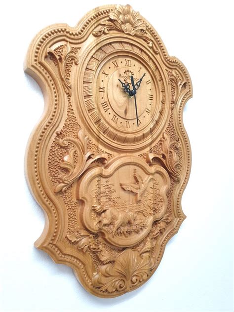 Carved Wooden Wall Clock Wall Decor Home Interior Living Etsy