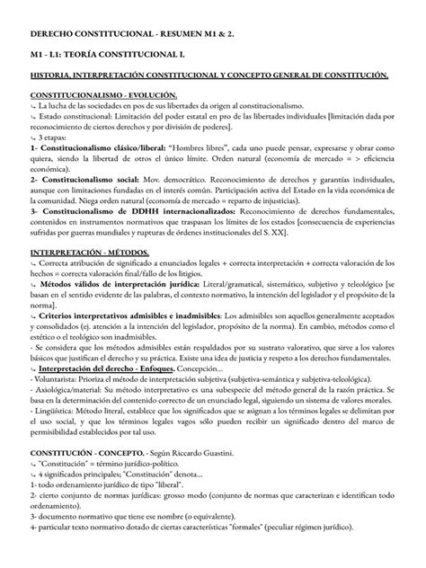 Derecho Constitucional Resumen M1 And 2 Pdf Constitución Estado Política