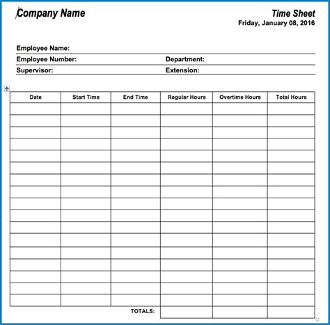 √ Free to Download Excel Timesheet Template With Formulas