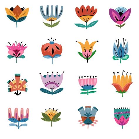 Folk Art Flower Illustrations By Tina Sims