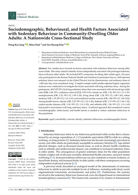 Pdf Sociodemographic Behavioural And Health Factors Associated With