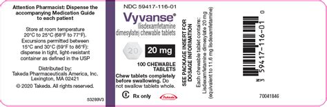 Vyvanse Package Insert Prescribing Information