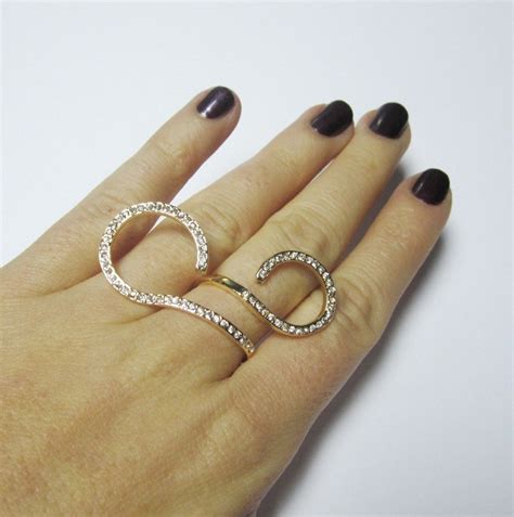 Two Finger Ring Gold Plated 2 Finger Ring Turkish Jewelry Etsy Uk