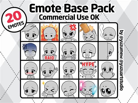 Emote Base Pack Diy Cute Anime Template Emotes Twitch Vtuber Asset