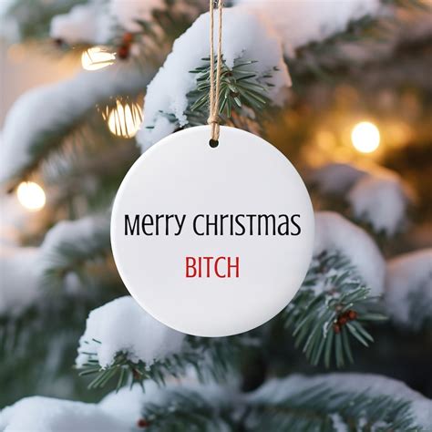 Merry Christmas Bitch Rude Ornament Funny Christmas Decor Coworker