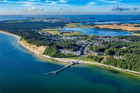 Luftaufnahme Ostseebad Sellin Konstruktion der Seebrücke über der