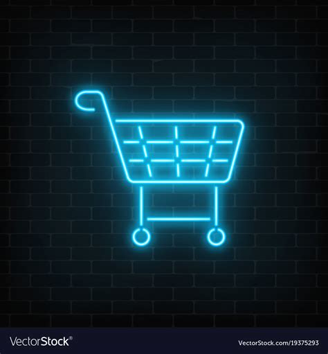 Glowing Neon Supermarket Shopping Cart Sign Vector Image