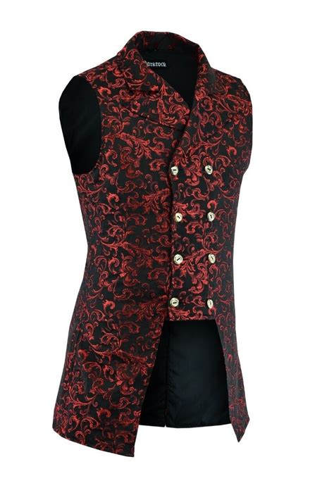 Men S Double Breasted Governor Vest Waistcoat Vtg Brocade Gothic