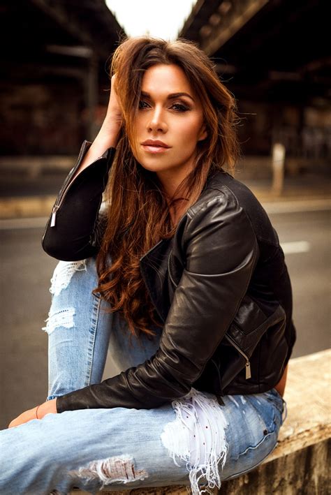 Urban Women Long Hair 500px Leather Jackets Torn Jeans Miro