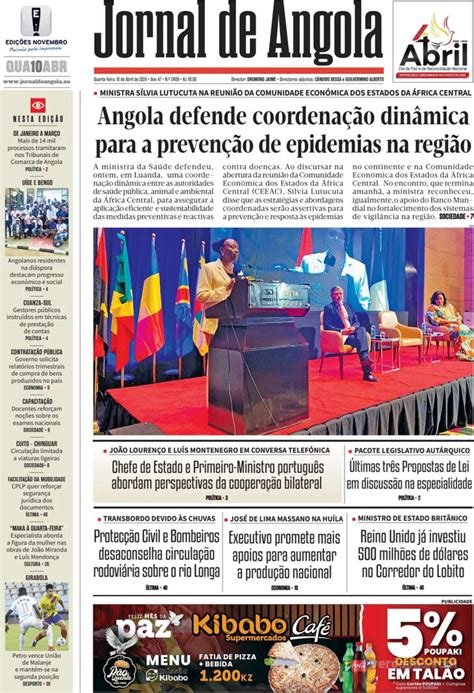 Capa Jornal De Angola De 2024 04 10