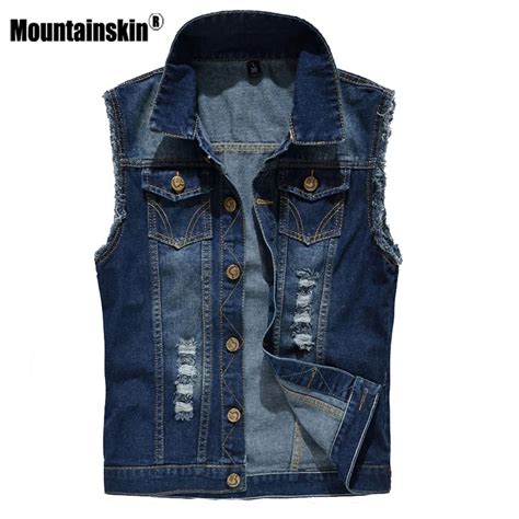 Mountainskin New Men S Denim Vest Fashion Sleeveless Jeans Jackets