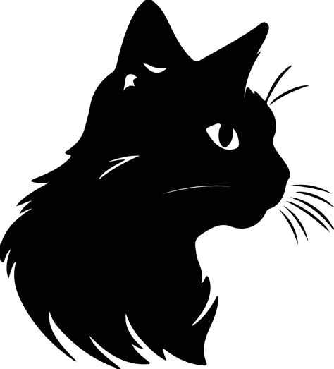 Russian White Black And Tabby Cat Silhouette Portrait Vector