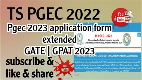 Ts Pgec Application Form Date Extended Gate Gpat Application