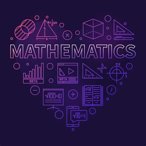 Mathématiques Vecteur Ligne Mince En Forme De Coeur Bannière Colorée