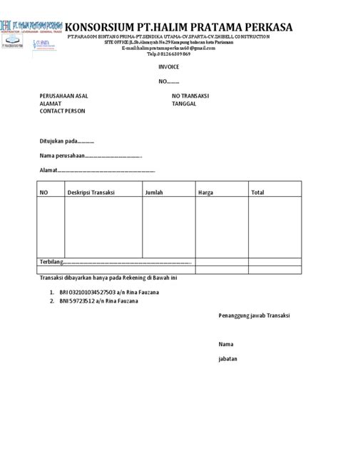 Invoice Kosong Pdf