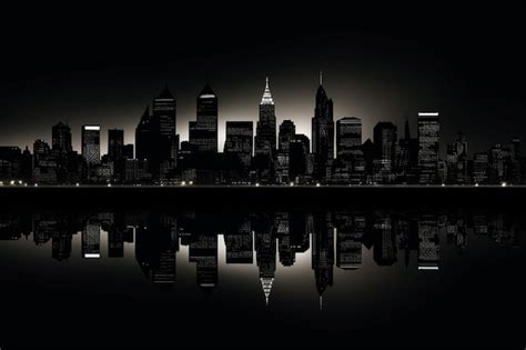 Premium Photo | Black background with a minimalist city skyline