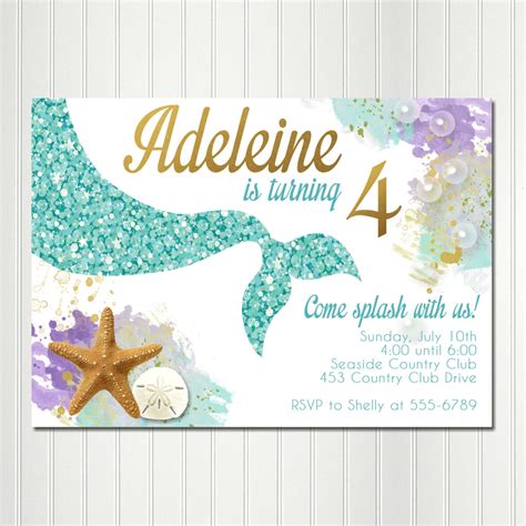 Printable Mermaid Invitations