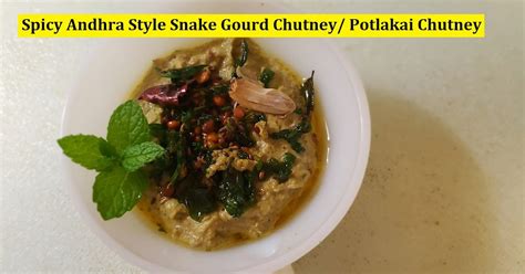 Spicy Andhra Style Snake Gourd Chutney Easy Recipe