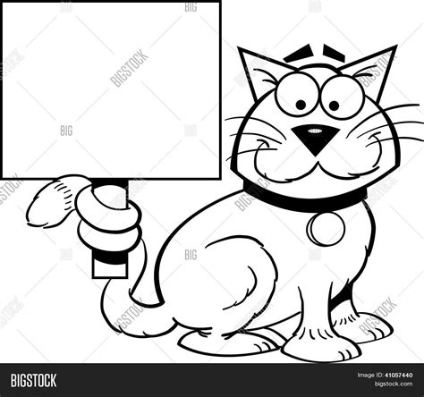 Cat Holding Sign Vector Photo Free Trial Bigstock