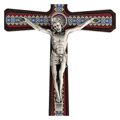 Crocifisso Decori Legno Scuro Appendere Cristo Metallo Cm Vendita