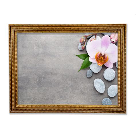 Ebern Designs Orchid Beauty Zen Stones Single Picture Frame Print