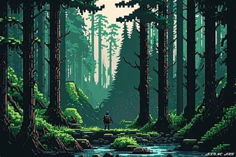 Stunning Forest Big Trees Pixel Art Graphic by Alone Art · Creative Fabrica