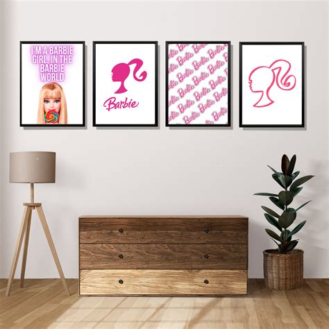 Set Of 4 Barbie Wall Art Set Barbie Dolls Digital Download Teen Room