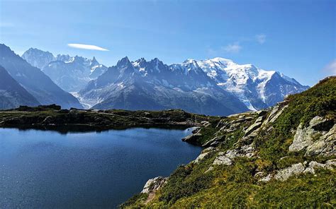 Lac De Cheserys With A View Of Mont Blanc France Landscape Sky Alps