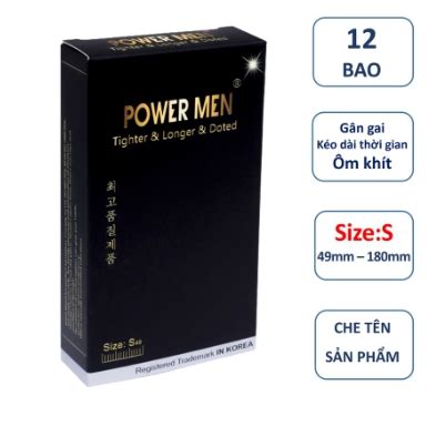 Bao cao su POWER MEN Gân gai size nhỏ 49mm chứa 5 Benzocain kéo dài