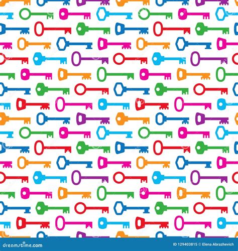 Seamless Pattern With Colored Keys Stock Vector Illustration Of