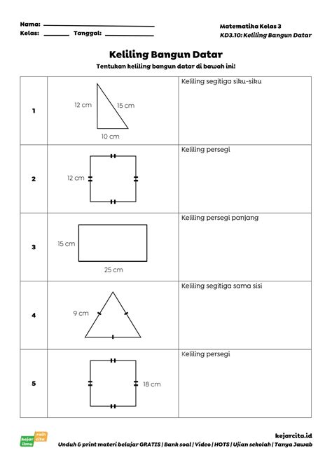 Contoh Latihan Soal Soal Matematika Bangun Datar Kelas 4 Semester 2 Images