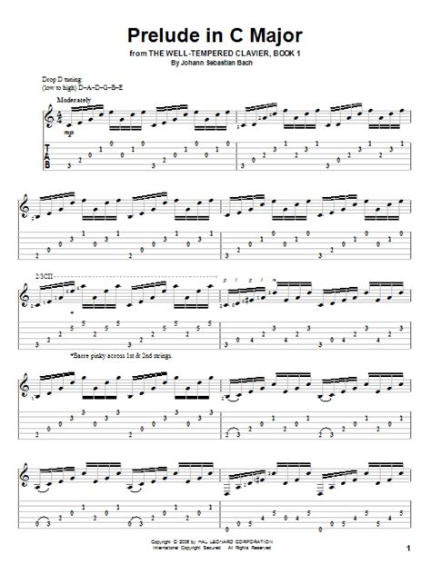 Prelude In C Major By Johann Sebastian Bach Sheet Music For Solo Guitar At Sheet Music Direct